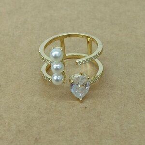 Gold plated women's Ring , New with tags , Gold & White